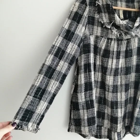 Free People Walk In The Park Plaid Tunic Top XS - Picture 6 of 16